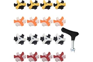Golf Spikes Replacement Set – 16 Pcs TPU Threaded Spikes with 6-Prong Design and 1 Wrench Tool, Durable Cleats for Golf Shoes