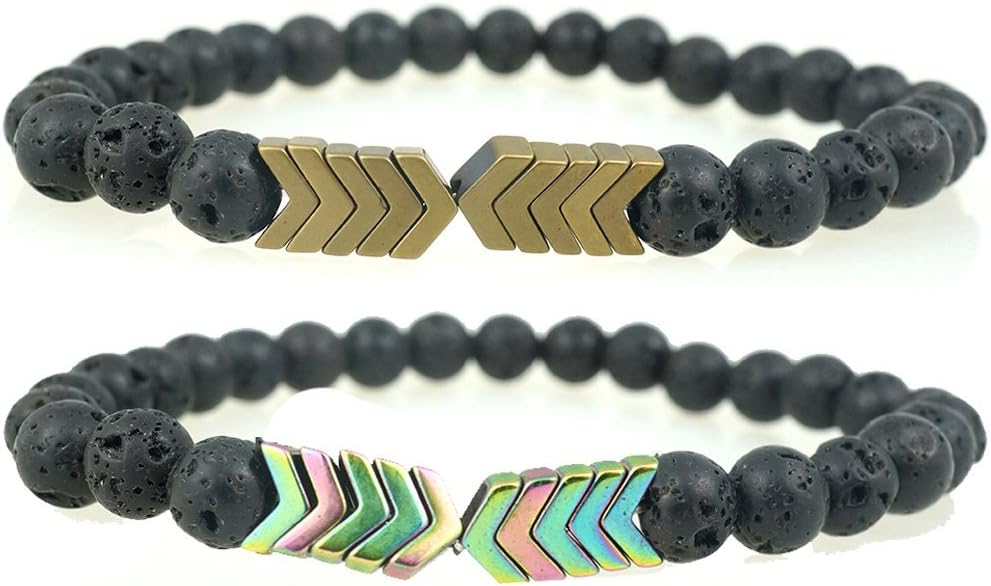 Sacred Hematite Arrow Lava Stone Diffuser Bracelet