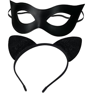 NzuoNzux Cat Woman Mask, Black Cat Costume Accessories, Halloween Cosplay Costume Parties, Superhero Themed Events, PU Leathe