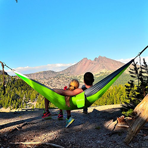 Double Hammock -Outdoor Camping Hammocks,For Backpacking, Travel, Beach, Yard. Bigger Size 126”L × 79”W, Support Up To 500 lbs,Quick&Easy Setup