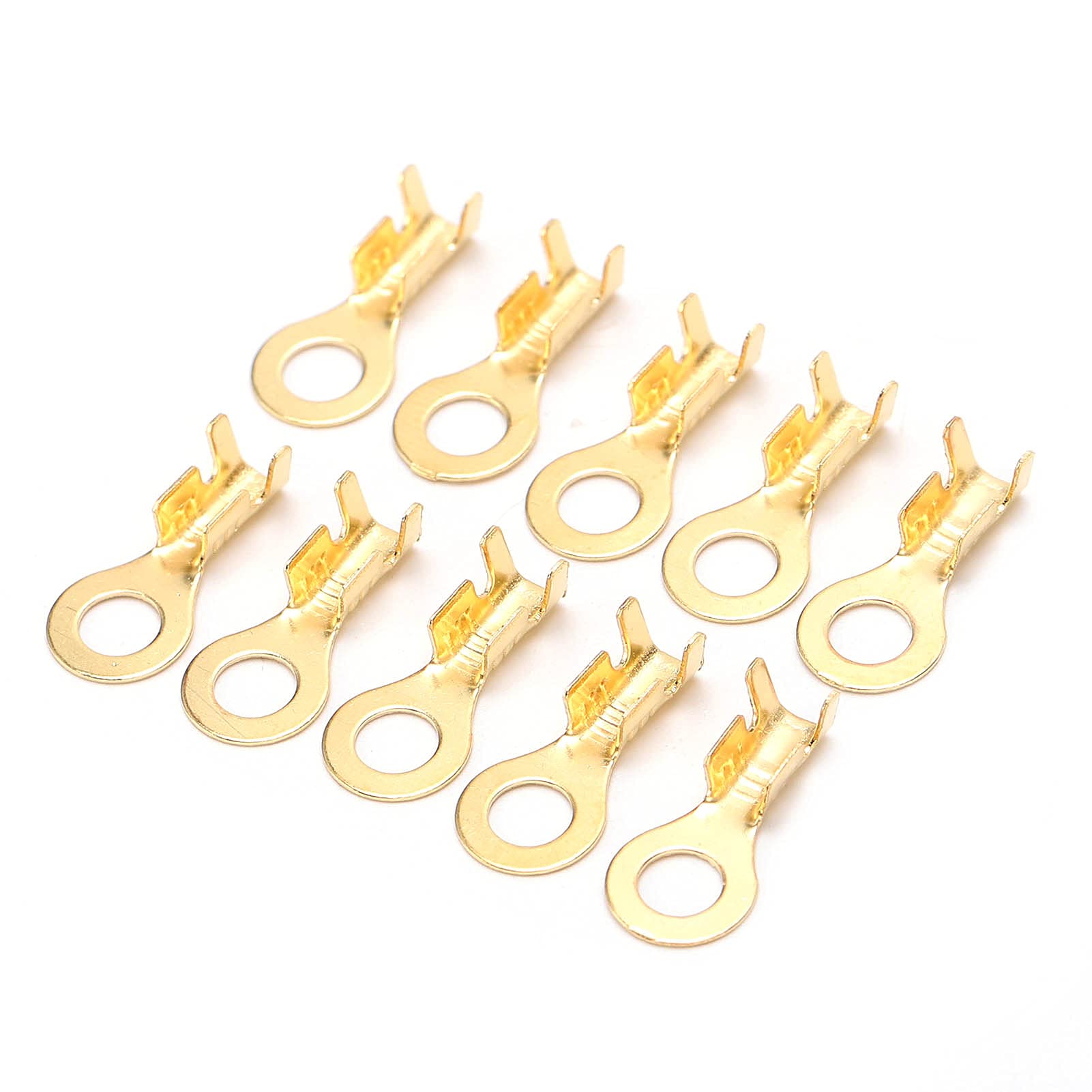 Lug Ring Terminals, 100Pcs Brass Cold Pressed Cable Crimp Ends Connectors, M4 4.2mm Open Barrel Electric Wire Crimp Copper Terminal Connerctor Kit