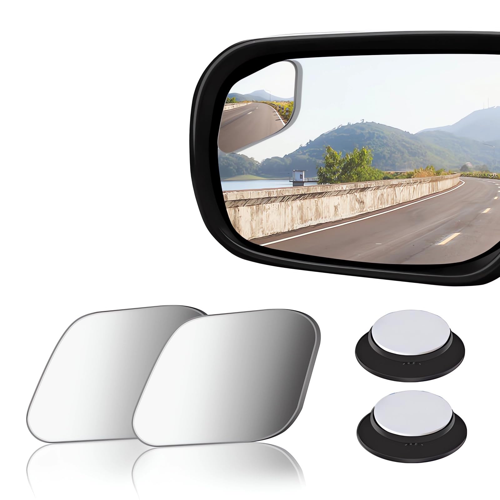 Photo 1 of 2 pcs Blind Spot Mirrors, HD Glass Convex 360° Wide Angle Side Rear View Mirror with ABS Housing for Cars SUV and Trucks