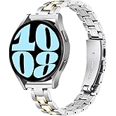 HAYONLIY Thin Band Compatible for Samsung Galaxy Watch 7/FE/6/5/4 40mm 44mm, 5 Pro 45mm, Watch 6/4 Classic 43mm 47mm 42mm 46mm, 20mm Metal Stainless Steel Replacement Wristband Strap for Women Men