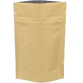 CleverDelights 2oz Kraft Stand Up Pouches - 100 Pack | 4" x 6" x 2" - Resealable Bags