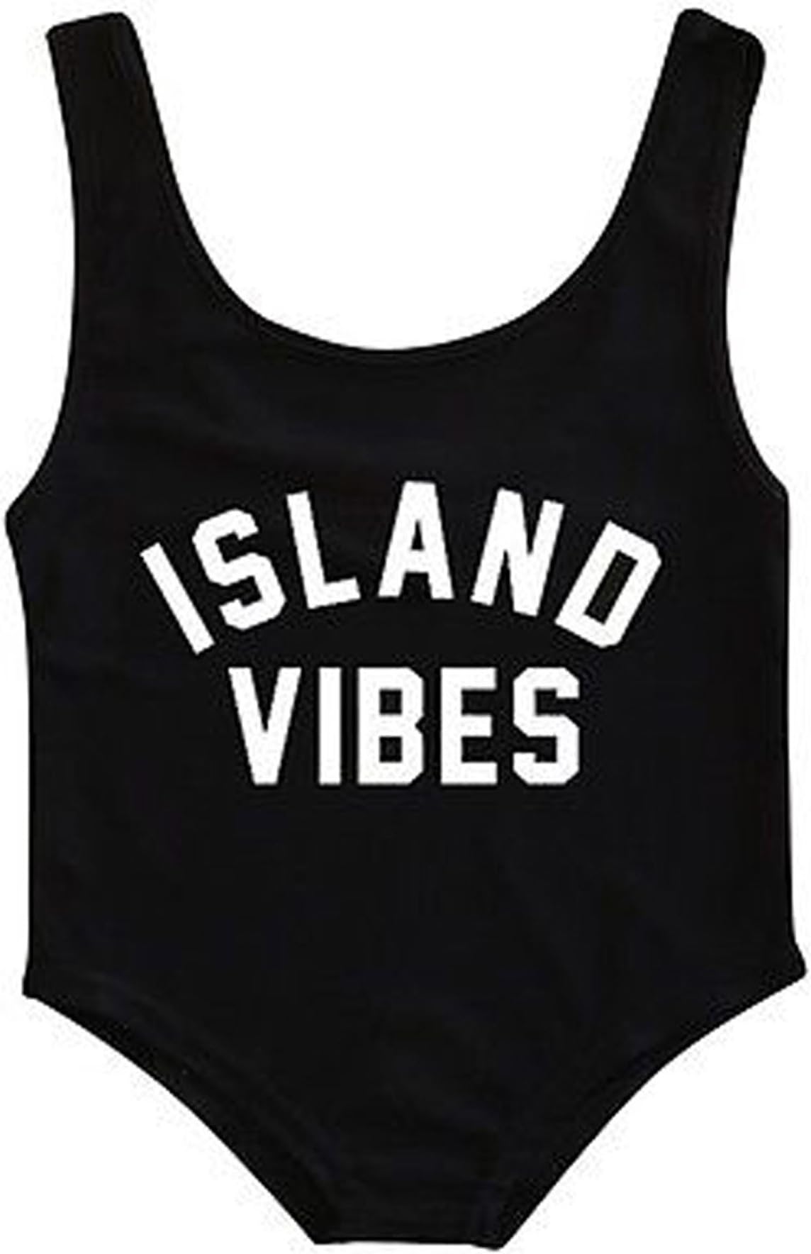 Baby Girls Swimsuit One Piece Swimwear for Beach ''Island Vibes'' (6-12 Months, Black - Island Vibes)