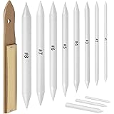 LEOBRO 11 Pieces Artist Blending Stump and Tortillion Art Blender Set with 1 Pcs Sandpaper Pencil Sharpener Pointer for Stude