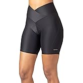 Terry Cycling Shorts Women Padded, Glamazon Bike Short W/Cross Over Waistband, Spinning MTB Road Dirt Fleet Air Chamois