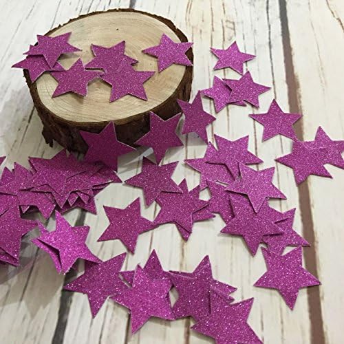 100pcs Glitter Rose Violet Star Confetti Party Decoration, Twinkle Twinkle Little Star Confetti Stars, Wedding Table Decor, Birthday Party Baby Shower Decor Cute Stars