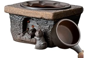 Fenyya Teapot Warmer Matte Classic Retro Ceramic Universal Tea Warmer Stand Set with Candle Holder Japanese Style for Warming Tea, Coffee and Milk etc.