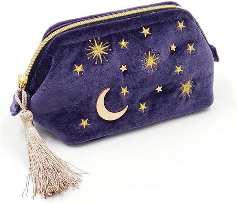 Portable Make Up Bag - Travel Cosmetic Organizing Bags Brush Pouch Toiletry Wash Bag Portable Travel Make Up Case Pouch for Women and Girl (Blue)