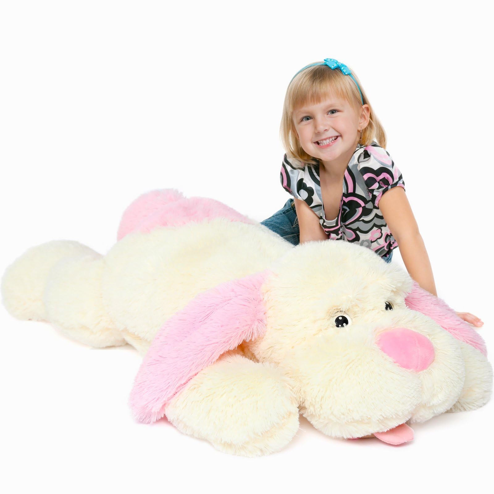 Photo 1 of MorisMos Giant Dog Stuffed Animals, 31inch Large Stuffed Dog Plush Soft Big Puppy Pillow Gifts for Kids, Teens, Girls, Pink