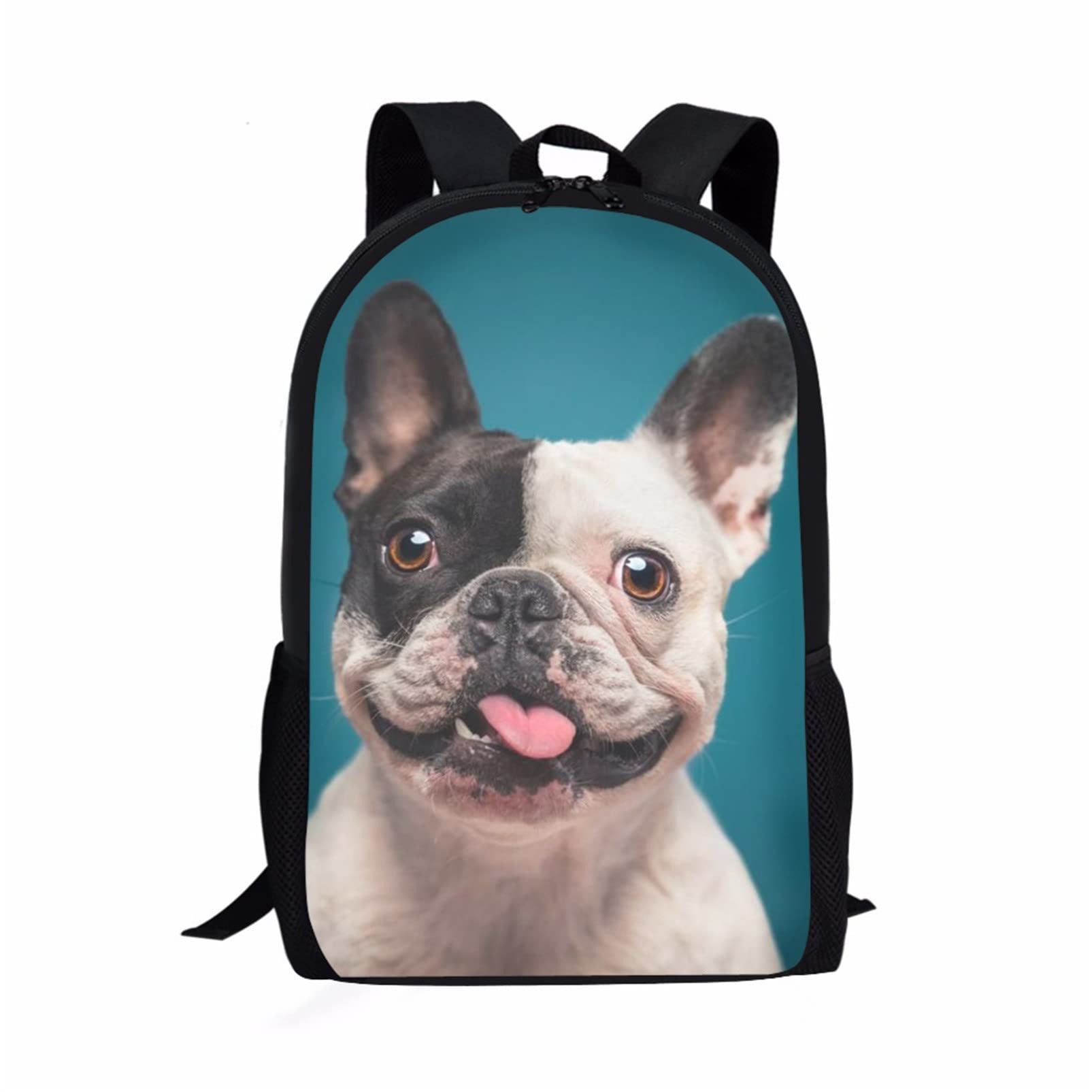 HUIACONG Pug Dog Rucksack for Kids School Bags for Teen Boys Green Backpack Elementary School Bookbag 17 inch Travel Casual Daypack