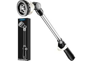 ESOW Garden Hose Watering Wand, 16 Inches Sprayer Wand, 9 Watering Patterns 180° Adjustable Swivel Head, Ergonomic Handle with One Touch Valve Perfect for Watering Plants, Car Wash and Showering Dog
