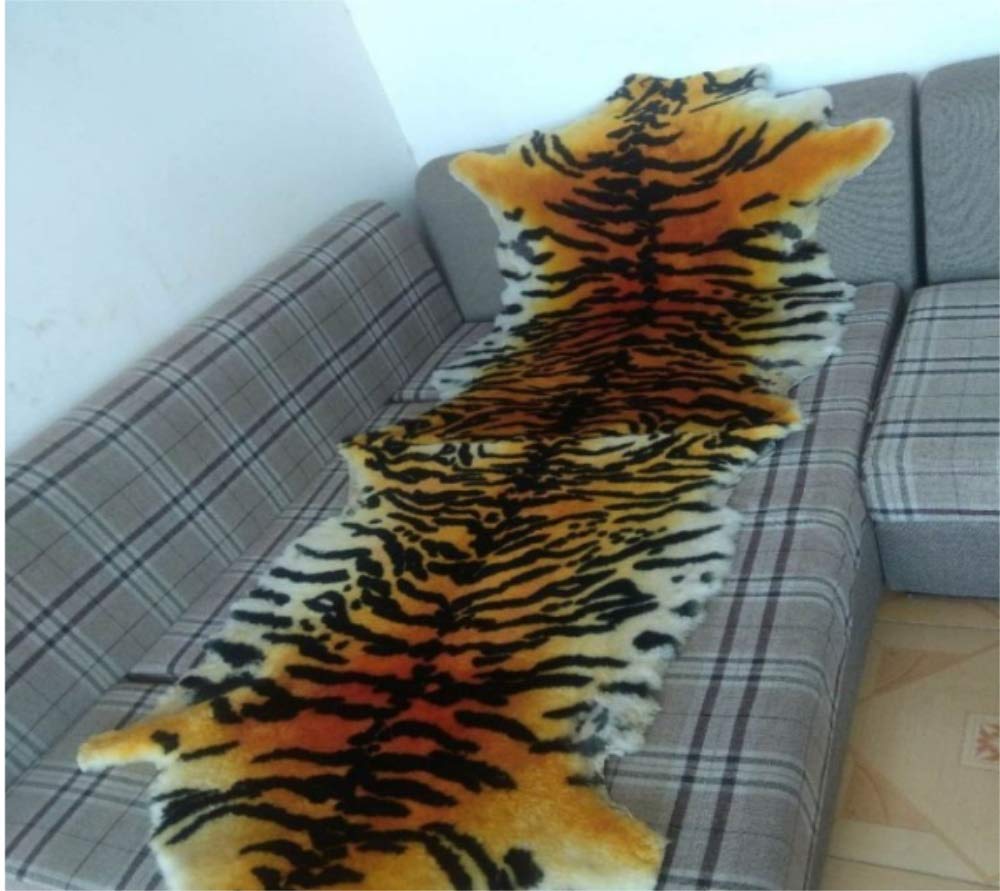 Photo 1 of Tiger Area Rug Tiger Printed Australia Sheepskin Rugs, Fluffy Lambskin Fur Rugs Large Wool Throw Soft Plush Rug for Living Room/Bed Room, Couch Decor,Chair Seat Cover 75x210cm/(29.5x82.7in)