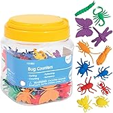 edxeducation Bug Counters - Mini Jar - Set of 72 - Early Math Manipulatives - Bug Counters, Tweezers and Actvity Guide - Home Learning
