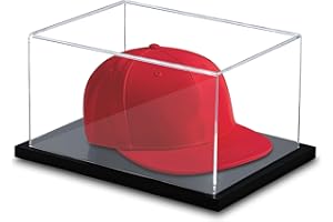 AUCARE Hat Display Case, Clear Acrylic Baseball Cap Display Stand, UV Protection Hat Case Showcase with Hat Shaper for Collectors and Signed Memorabilia, No Assembly Required