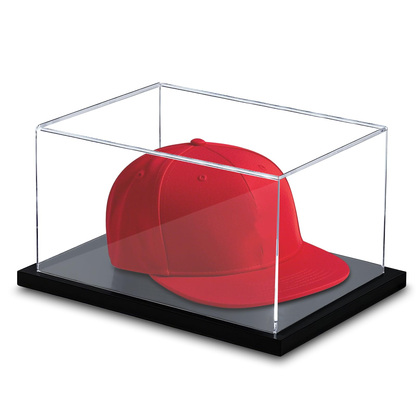 Photo 1 of Hat Display Case, Clear Acrylic Baseball Cap Display Stand, UV Protection Hat Case Showcase with Hat Shaper for Collectors and Signed Memorabilia, No Assembly Required