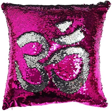 Party Decor Valentines Gift Throwing Pillow Case Mermaid Sequin Cushion DIY Covers (Rose Red/Silver)