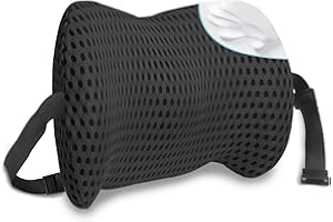 sproerden Lumbar Support Pillow with Adjustable Straps for Lower Back Pain Relief. Memory Foam Lumbar Support Pillow for Car, Bed, Office Chair, Gaming Chair, Recliner, Improves Posture Black