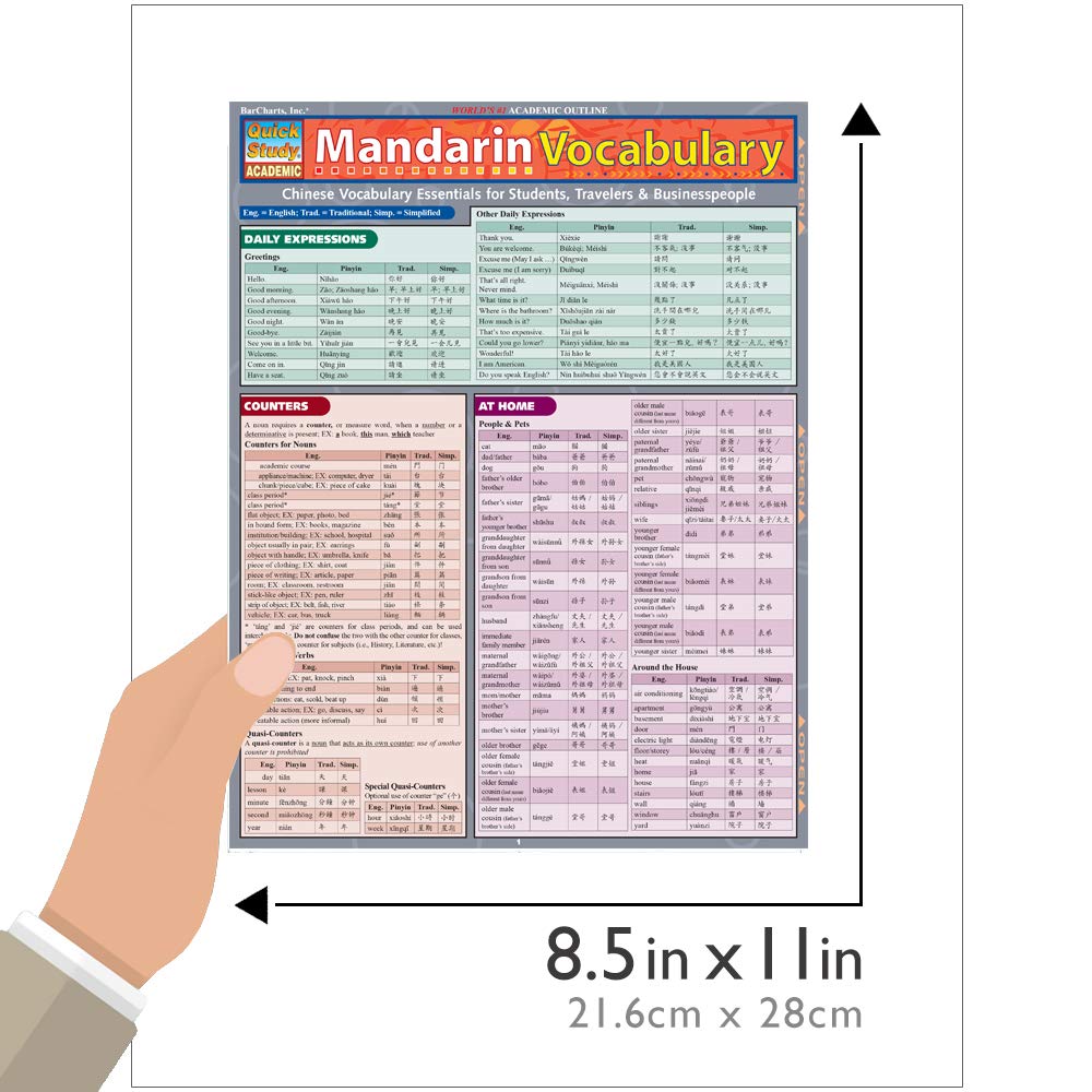 Mua Mandarin Vocabulary QuickStudy Laminated Reference Guide ...