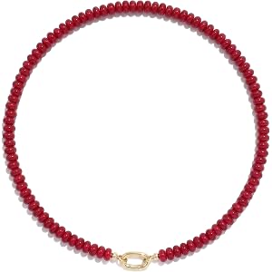 ROISE LADY Beaded Gemstone Necklaces for Women Bohemian Colored Choker Natural Stone Bead Summer Beach Handmade Jewelry Neckl