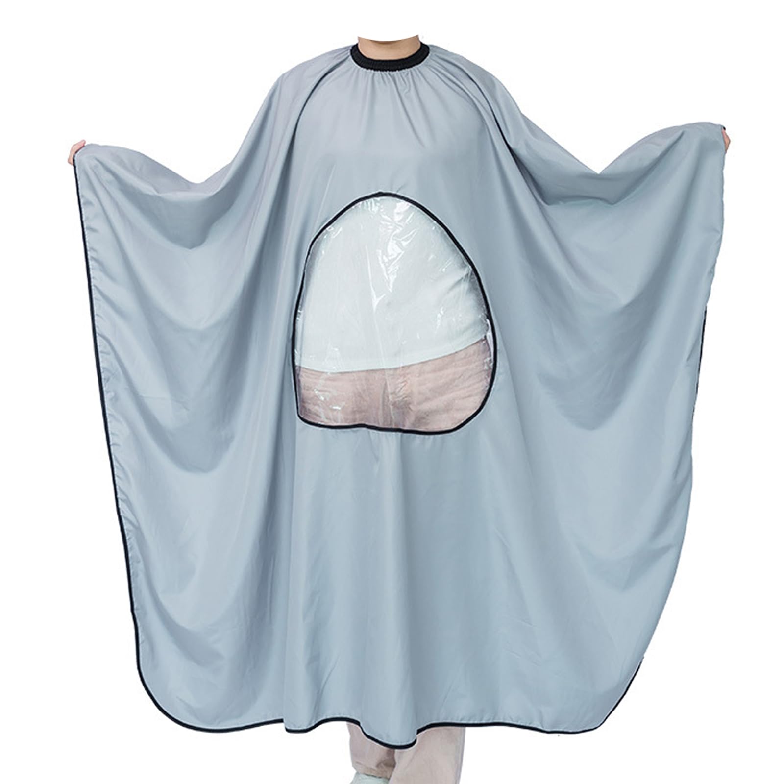 KASESSS 1 Piece Barber Cape, Unisex Hairdressing Cape, Elastic Hair Cutting Cape, Hairdressing Gown with Transparent Window, Hairdressers Cape for Hair Styling, Cutting and Coloring Styling, Grey
