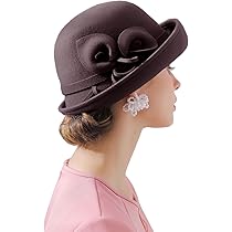 Bellady Women's 100% Wool Cloche Bucket Hat – Vintage Style With Bow, Winter Warm Hat (Navy, Black, Camel, More)