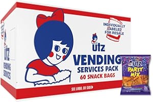 Utz Party Mix – 1 oz. Bags (60 Count) Tasty Snack Mix of Corn Tortilla, Nacho Tortilla, Pretzel, BBQ Corn Chip and Cheese Curl, Perfect for Vending Machines, Individual Snacks to Go, Trans-Fat Free