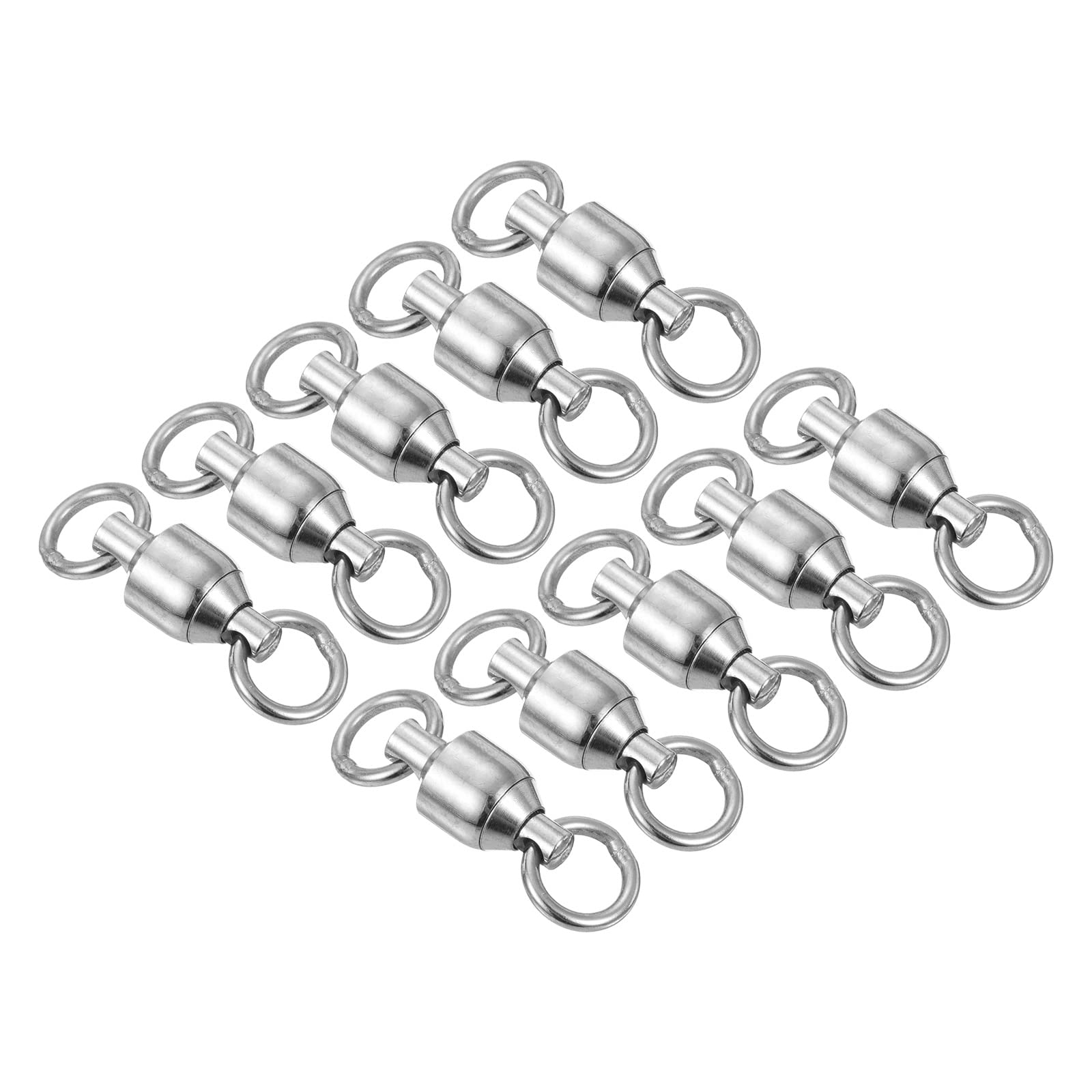 PATIKIL Ball Bearing Swivel, 10 Pack 260lb Carbon Steel Solid Welded Ring Fishing Tackle Connector, Silver