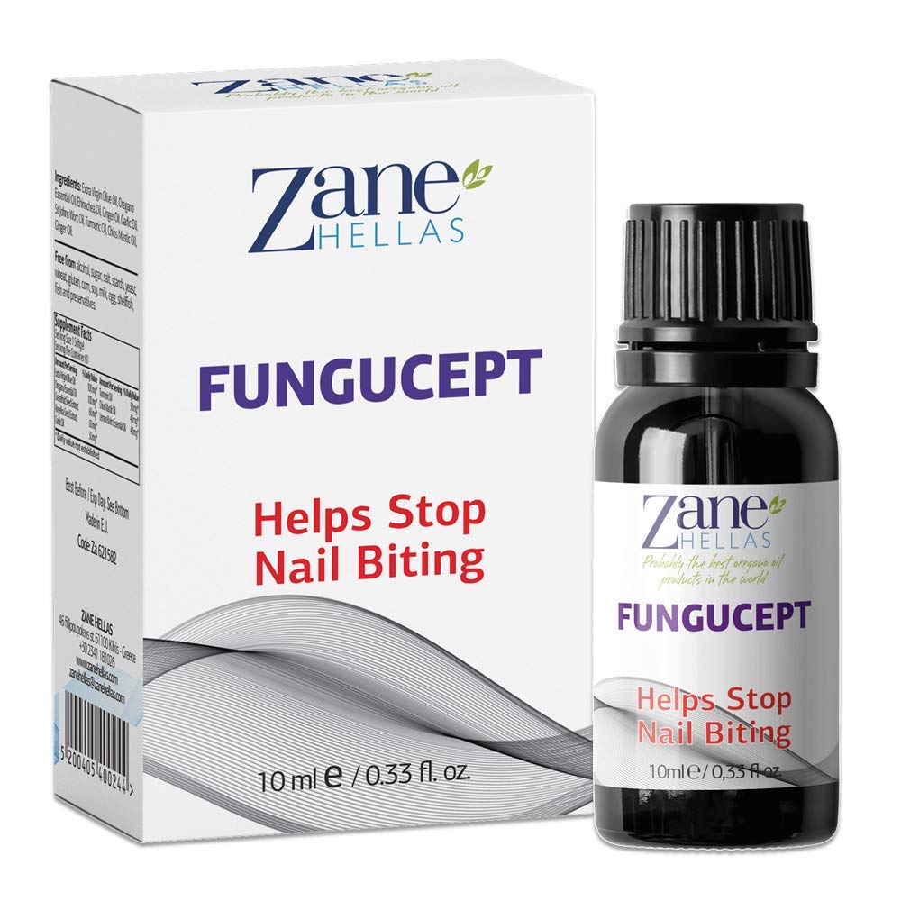 Zane Hellas FunguCept. Helps Stop Nail Biting and Thumb Sucking Habit. For Healthy Nails. No Bite. Controls and Prevents Nail Biting 100% Herbal Solution. 0.33 fl. Oz - 10 ml : Beauty