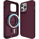 oakxco Silicone Case for iPhone 13 Pro Max Case Magnetic, Compatible with Magsafe Wireless Charging, Slim Thin Soft Rubber Gel, Girly Cute Aesthetic Hard Mag Safe Cover for Women, Burgundy Maroon