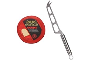 Castello Gouda Cheese with Cheese Knife - 7 Oz. - Round Block, Rich & Creamy Holland Cheese with a Semi Hard Texture, Sweet Hard Texture, Sweet Nutty Flavor - Pack of 1 by GiftWorld