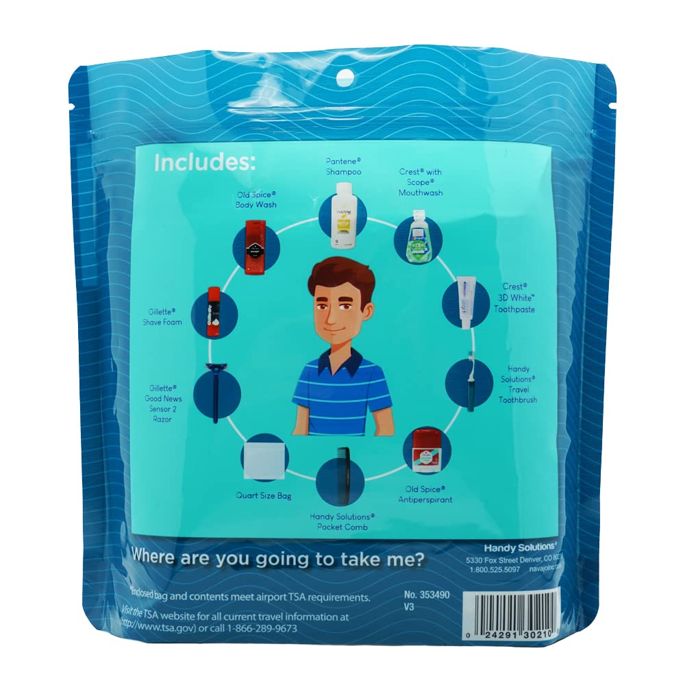 10 Piece Resealable Men's Travel Kit