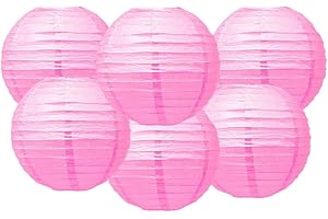 Matissa 12"(30CM) Pack of 6 Paper Lantern Wedding Party Decoration Craft Lamp Shade (Rose Pink)