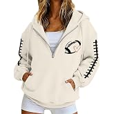 1/4 Zipper Football Hoodies for Women Long Sleeve Gameday Football Hoodie | 1/4 Zipper Football Hoodies for Women Long Sleeve Gameday Hoodie , Kangaroo Pocket Workout Fall Soft Fabric