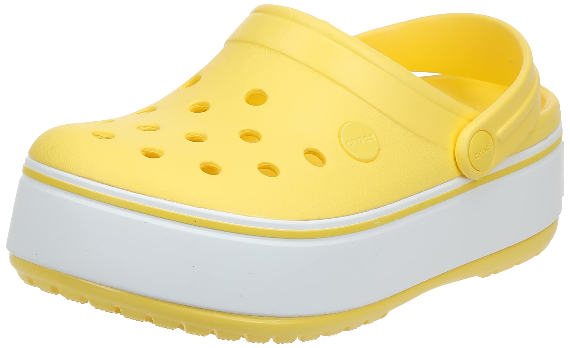 Crocs Men's and Women's Crocband Platform Clog | Platform Shoes, Sunshine/White, 7 Women/5 Men Image