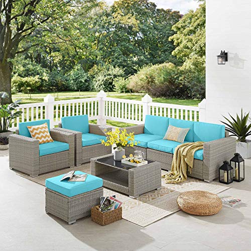Tribesigns 7 Piece Patio Sofa PE Wicker Rattan Sectional Sofa Set Patio