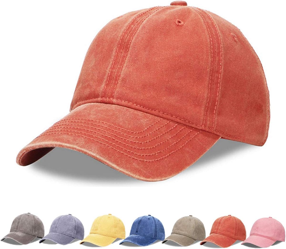 Unisex Adjustable Top Hats for Women Mens Baseball Caps Solid Baseball Hats Cotton Dad Hats (Red) at  Women’s Clothing store