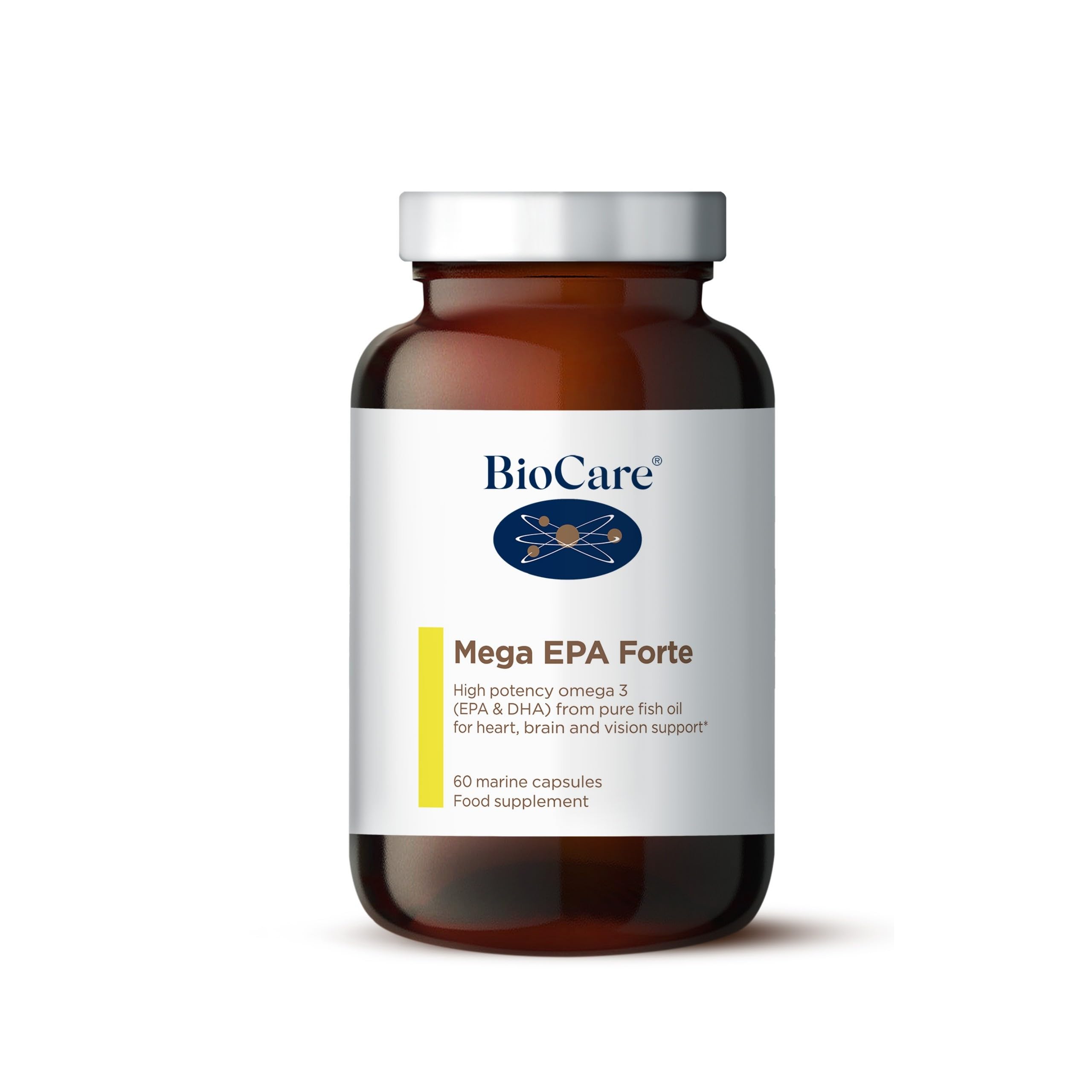 BioCare Mega EPA Forte - Omega-3 Rich Fish Oil (790mg EPA & 530mg DHA) per Daily Intake - Heart, Brain & Vision Support - 60 Capsules
