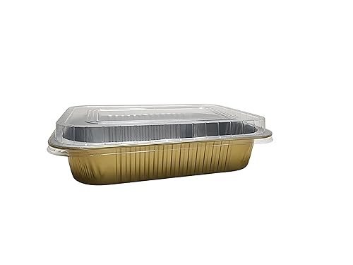 KitchenDance Pan with Dome Lid 11x7 Inch Heavy Duty Baking Foil Pans,  Perfect for Homemade Cakes and Entree's Oven Safe Large Pan Container for 