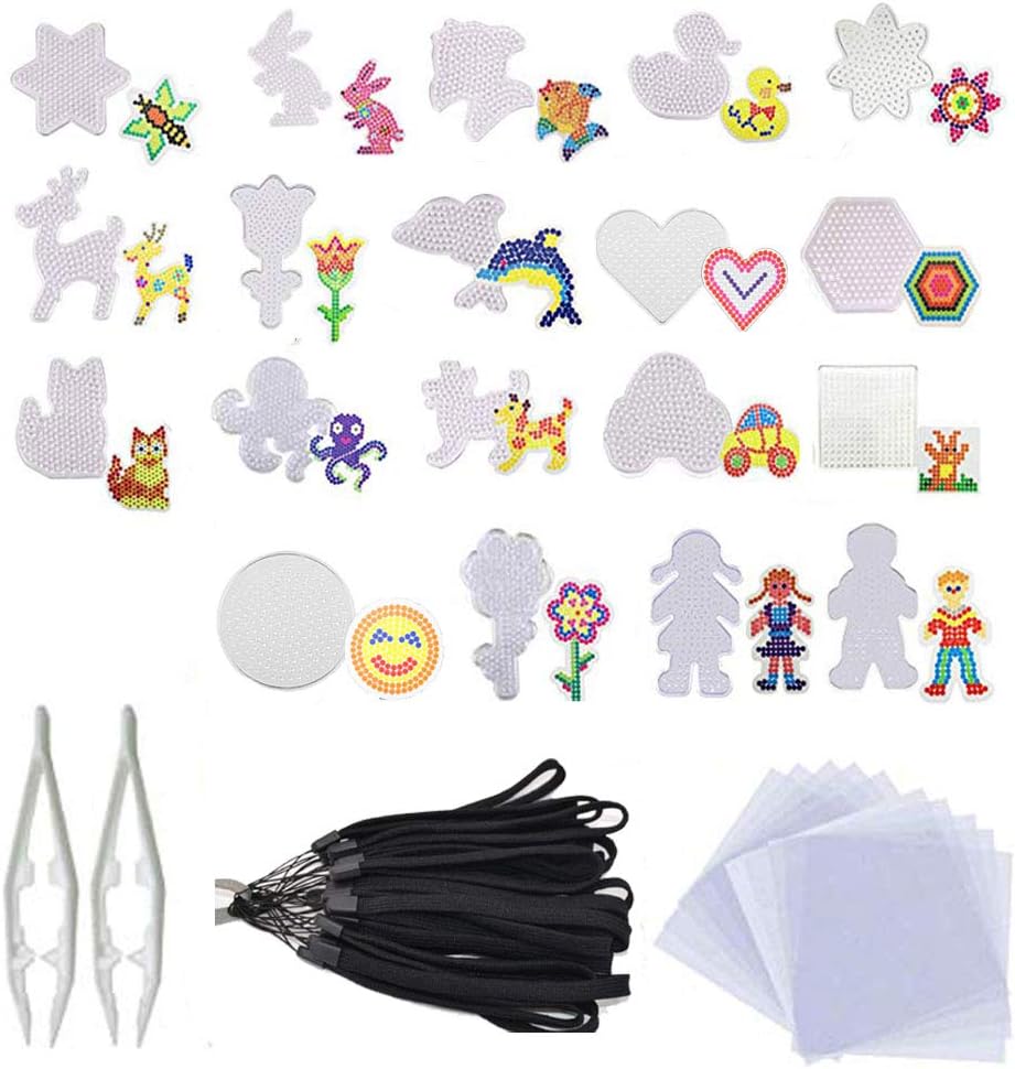 Plaques Perles A Repasser 19 Pieces Cartes De Modele De Perles En Plastique Fusible Perles Kawaii Animal Bande Dessinee Forme En Plastique Panneaux Pour D Activites De Bricolage Et D Artisanat Amazon Fr Jeux Et