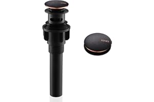 KENES Oil Rubbed Bronze Pop Up Bathroom Sink Drain with Overflow, Lavatory Bathroom Vanity Sink Drain Stopper, Sink Drain Assembly with Overflow Anti Clog Pop Up Drain