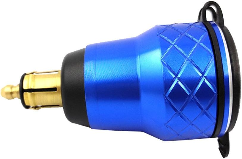 4.2A Aluminum Motorcycle LED Dual USB Charger DIN Socket Voltmeter for Motorbike (Blue)