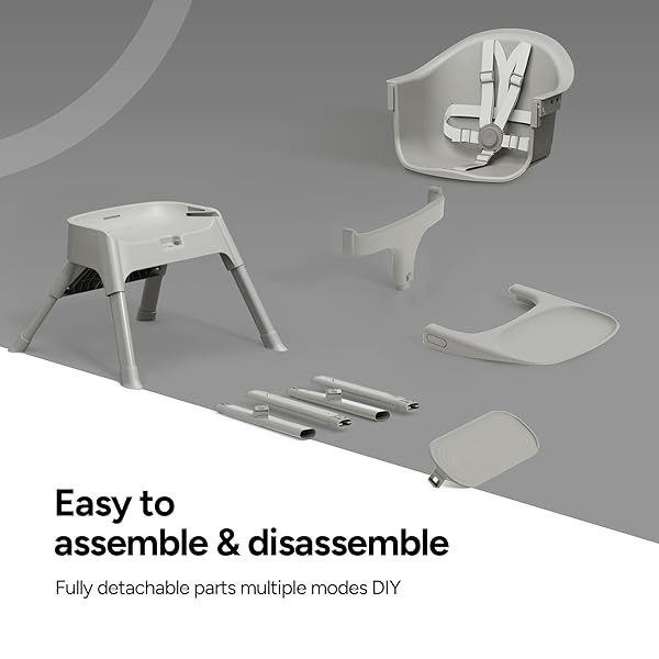 MOMPUSH OLLI 7-IN-1 CONVERTIBLE HIGH CHAIR FOR BABIES AND TODDLERS – ADJUSTABLE HEIGHT & FOOTREST, DISHWASHER-SAFE TRAY, COMPACT FOLDABLE DESIGN FOR EASY STORAGE & TRAVEL, LIGHTWEIGHT YET DURABLE