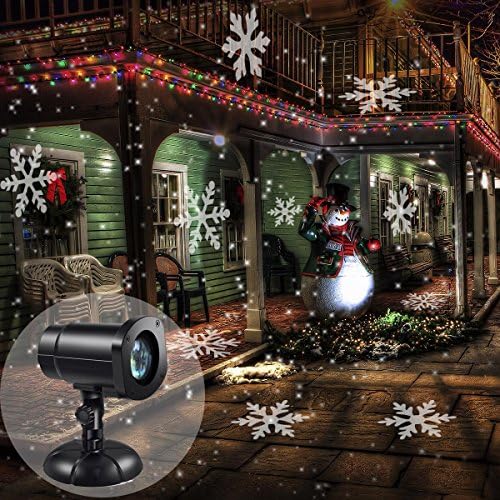 Christmas Light, HONGGE LED Moving Snowflakes Projector Light Party Light with Waterproof IP65 for Holiday, Garden, Indoor/Outdoor, Home Decor, Wall Decoration.