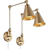 WINGBO Farmhouse Swing Arm Wall Sconce Set of 2, Industrial Adjustable Wall Lamp Light Fixture for Living Room Bedroom Vanity