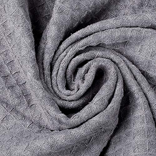 Lifaith Microfiber Thick Waffle Weave Kitchen Towels Dish Cloth 3 Pack 16inch X 19inch (Gray)