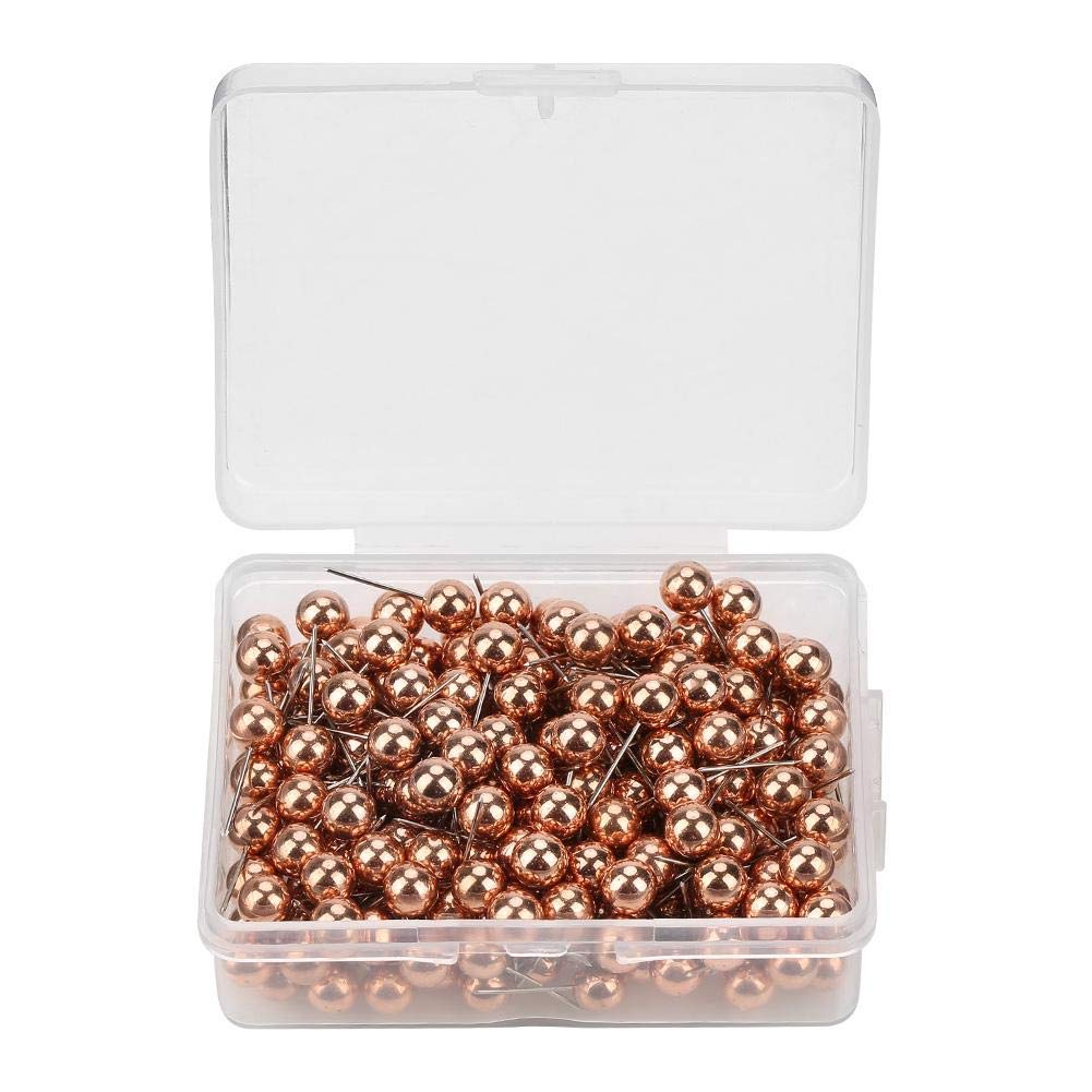 Hilitand Pushpin, 200 Pcs Pins Each Box, Round Ball Plastic Pushpin, Marking Thumbtack Pins, Decorative DIY Tool(Rose Gold),17mm