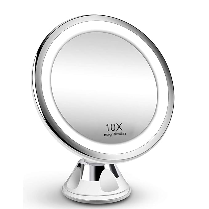 10X Magnifying Shower Mirror with Light, Touch Screen LED