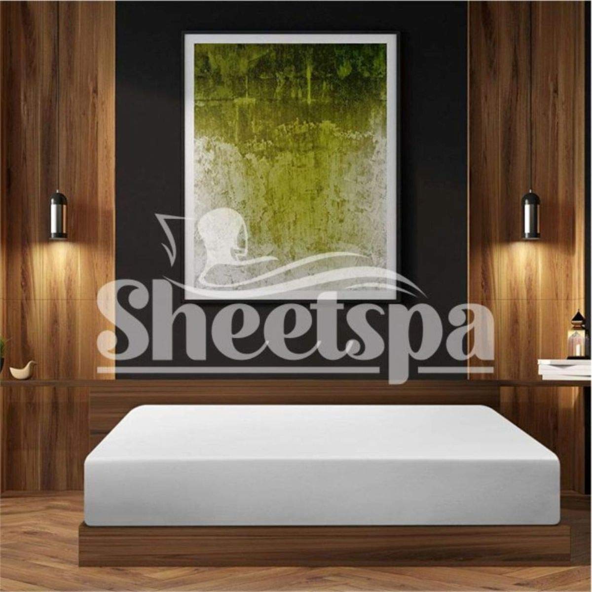 Sheetspa Hotel Quality 1500 Thread Count 100% Egyption Cotton Premium 1 Piece Fitted Bed Sheet White Extra Deep 12"/30cm UK King (160cm x 200cm) Fitted Sheet Solid White